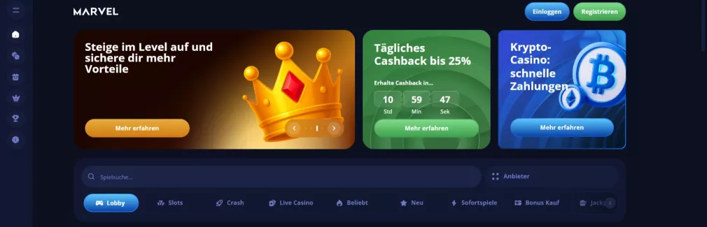 Marvel Casino Willkommensbonus und Slot-Angebote